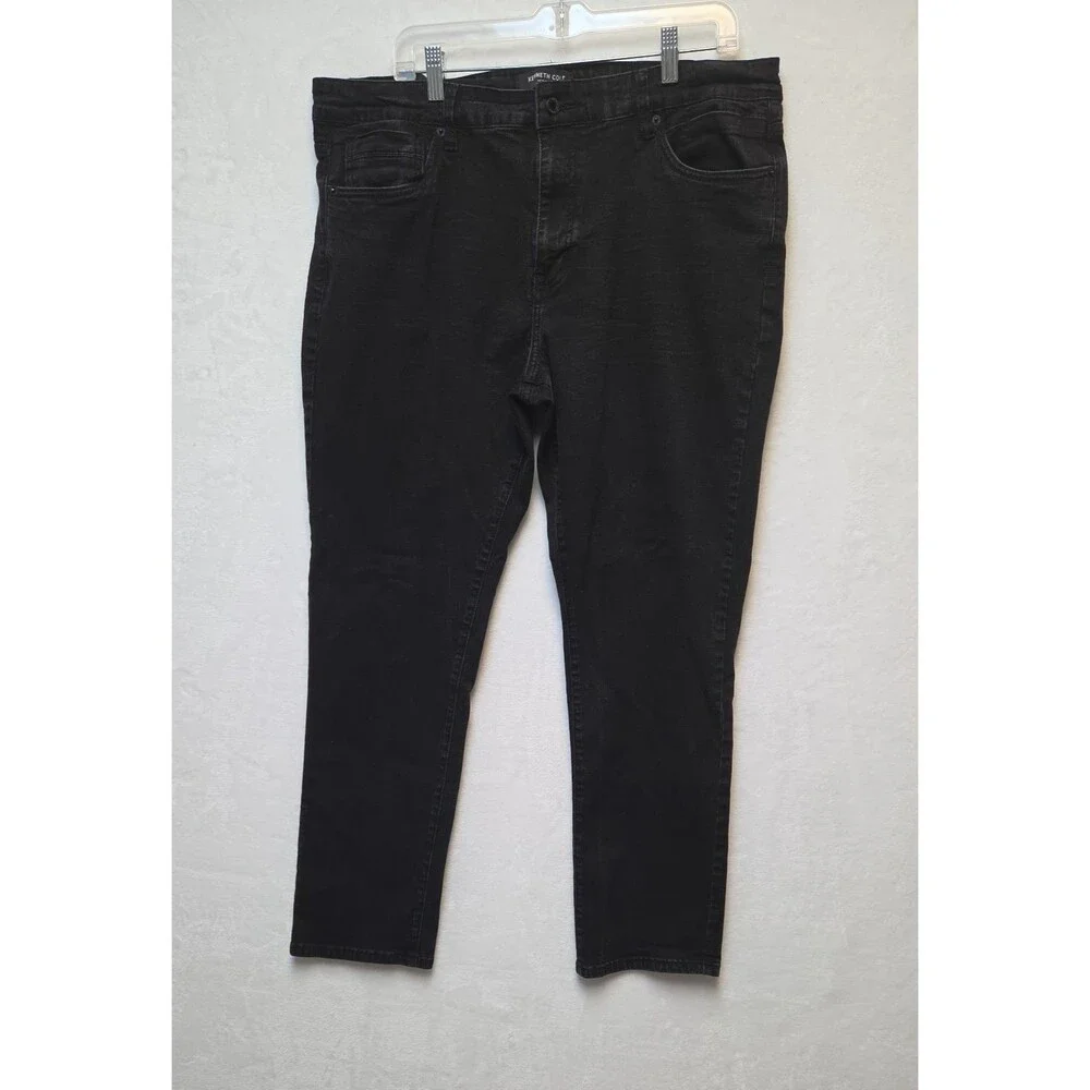 Kenneth Cole Men Black Jeans Straight Leg Fit 38X32 Stretch New York NEW